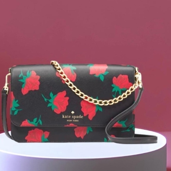 Kate Spade Madison Rose Toss Printed Flap Crossbody bag NWT - Picture 3 of 12